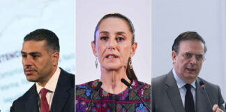 Photos of Mexican leaders: Security Minister García Harfuch, President Sheinbaum and Economy Secretary Ebrard