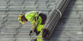 Worker with steel construction