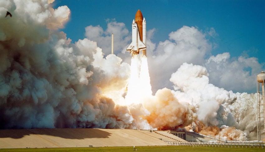 A space shuttle launch at Cape Canaveral