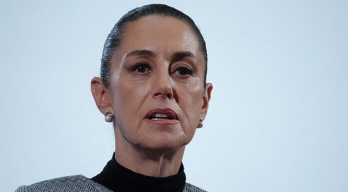 A close-up portrait of Mexican President Claudia Sheinbaum