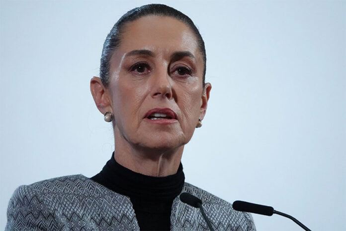 A close-up portrait of Mexican President Claudia Sheinbaum