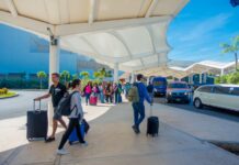 Arriving tourists at Cancun airport