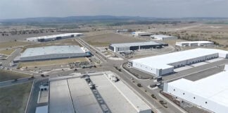An aerial shot of an industrial park in San Miguel de Allende, Mexico