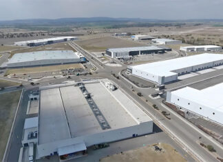 An aerial shot of an industrial park in San Miguel de Allende, Mexico