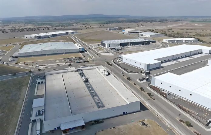 An aerial shot of an industrial park in San Miguel de Allende, Mexico