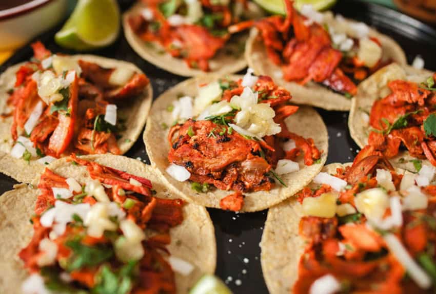 A plate of tacos al pastor