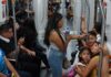 Passengers on the Mexico City metro