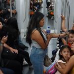 Passengers on the Mexico City metro