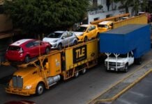 Truck carrying cars