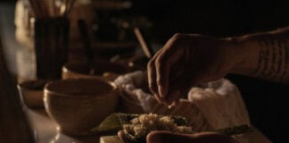 Crudo Oaxaca, as a chef prepares Mexican-Japanese fusion food.