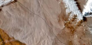 Satellite image of massive dust storm over Chihuahua
