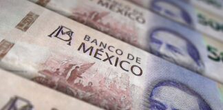 A close-up shot of Mexican 500-peso bank notes