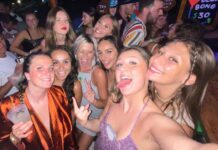 A group of girls at a bar in Tulum