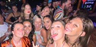 A group of girls at a bar in Tulum