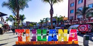 The muticolored Tijuana sign in the city center