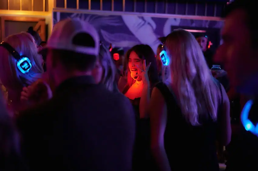 People dance at a silent disco