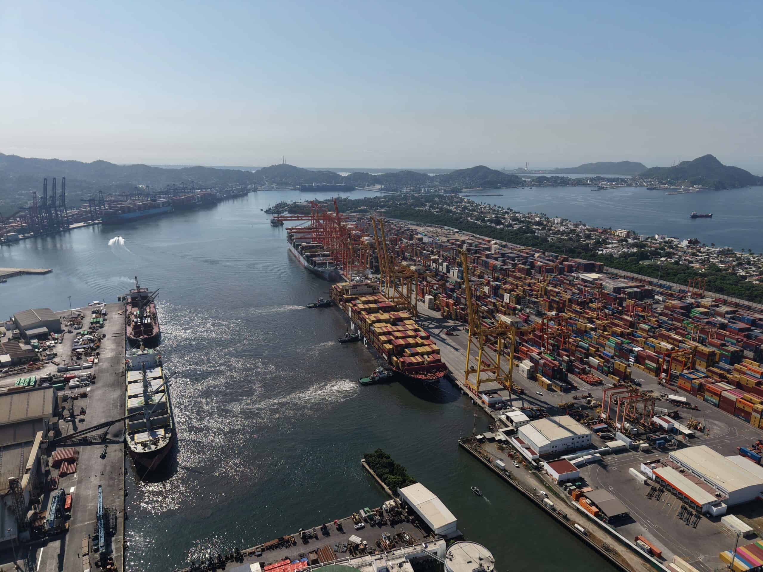 Aerial shot of Manzanillo port.