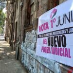 A sign reading "Vote June 1 for the new judicial power" in spanish