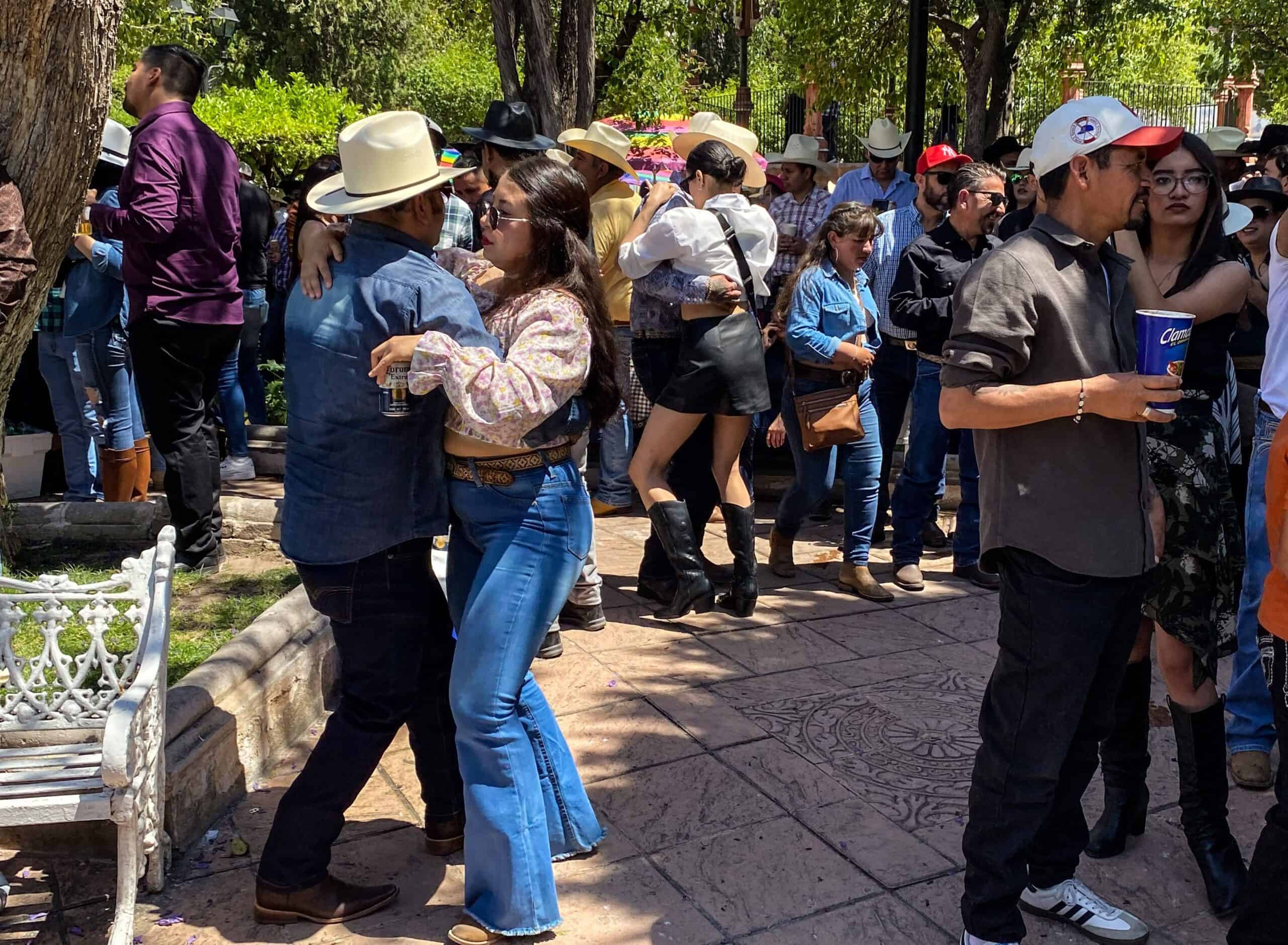 People dancing in a square