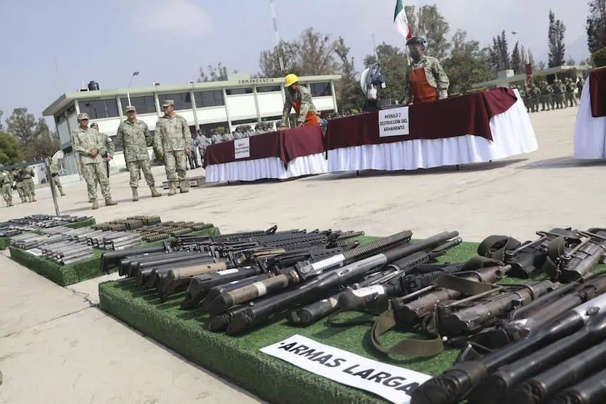 confiscated firearms on display
