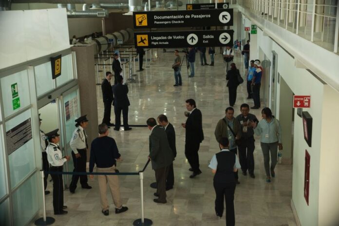 passengers checking in at Querétaro airport