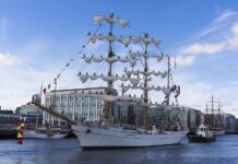 The ARM Cuauhtémoc, a two masted sailing ship