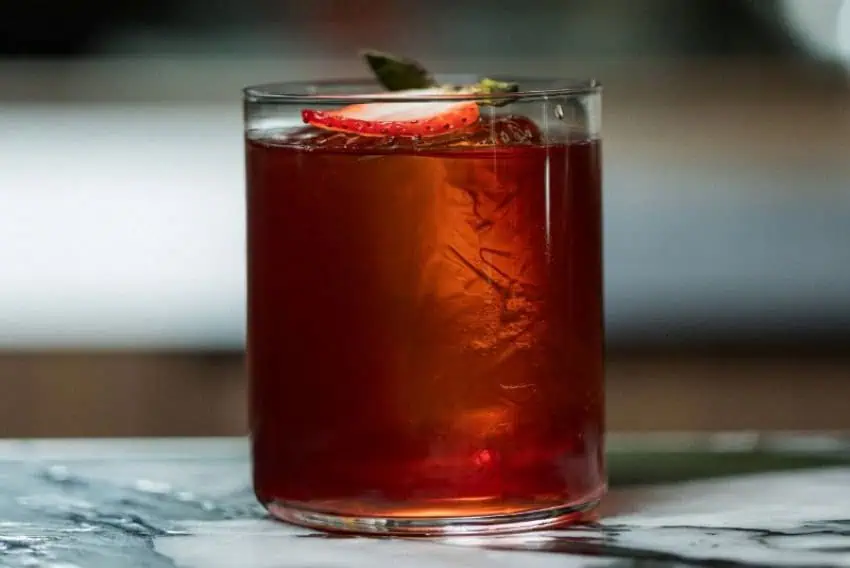 Cocktail highball glass with a cocktail from Bar Mauro in Mexico
