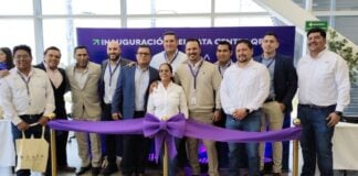 Membes of the ODATA team and local officials celebrate the opening of a new data center in Queretéro.