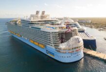 Docked cruise ship