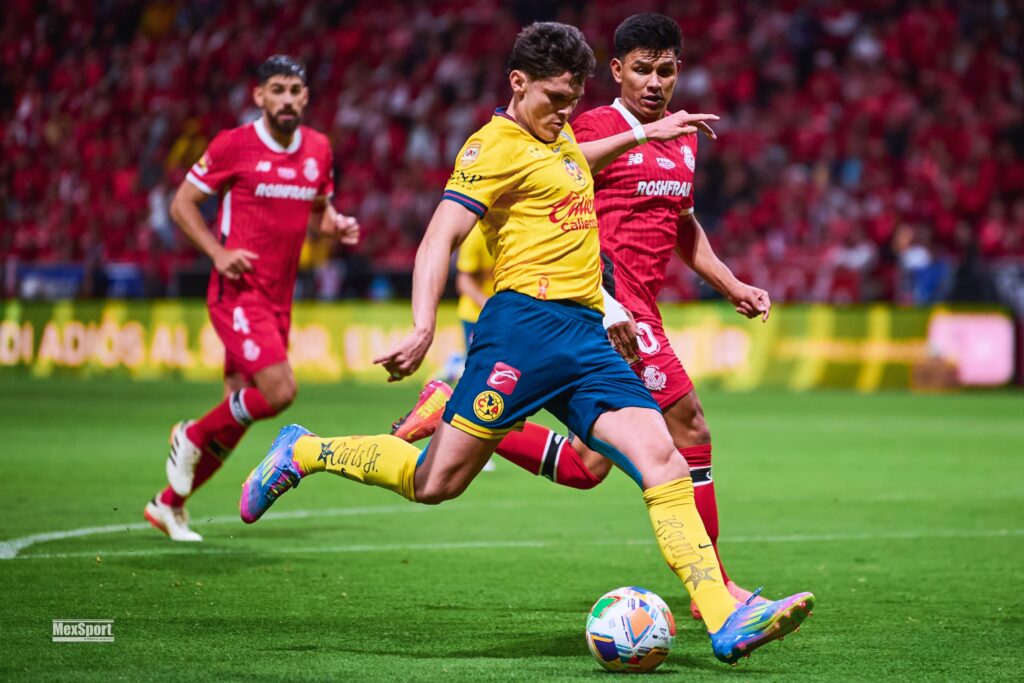 A player from Club América soccer team kicks the ball during a recent match.