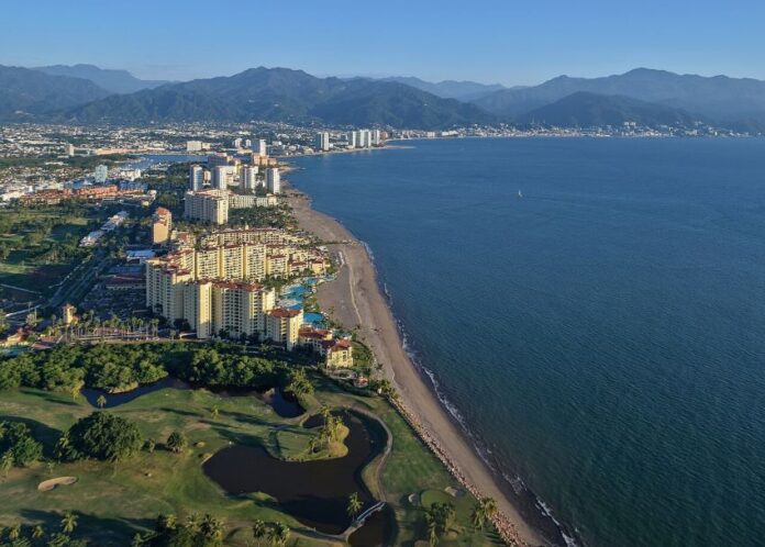 Bird's eye view of shoreline in Puerto Vallarta