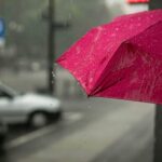 red umbrella in the rain