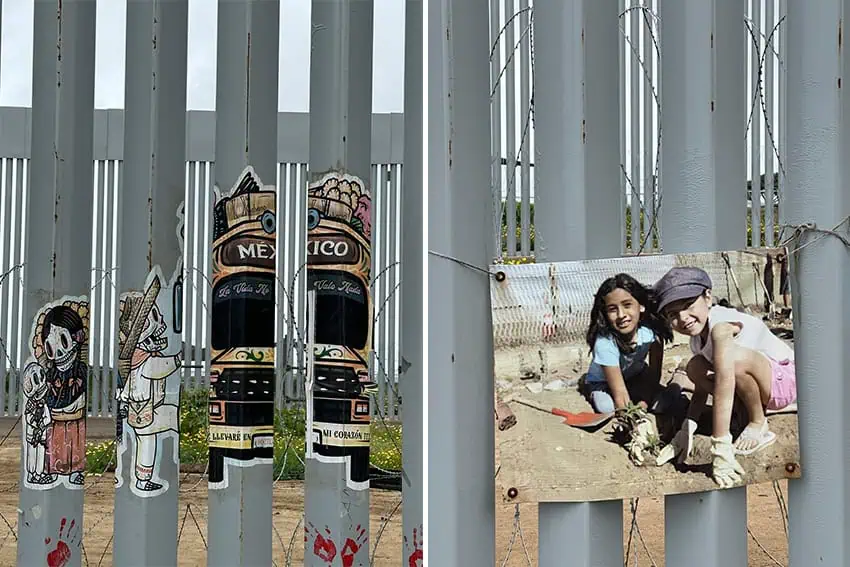 Border friendly garden with Mexico border wall