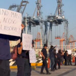 Workers strike at the port of Colima.
