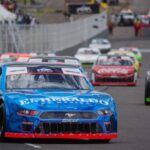 A blue NASCAR stock car