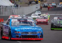 A blue NASCAR stock car
