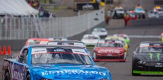 A blue NASCAR stock car