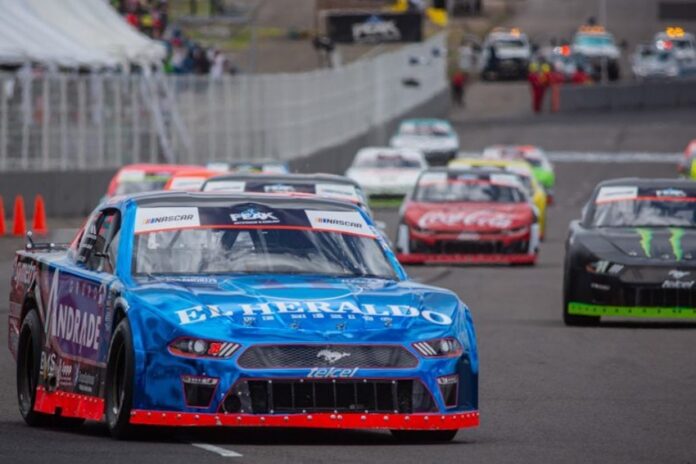 A blue NASCAR stock car