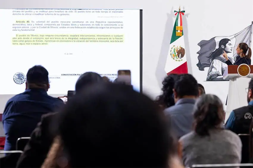 President Shinebam shares the presentation with the highlight of the Mexican Constitution