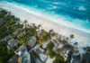 An aerial view of the Tulum coastline