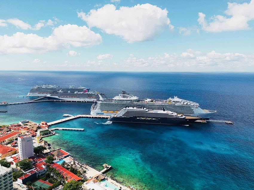 Four cruise ships docked successful Cozumel