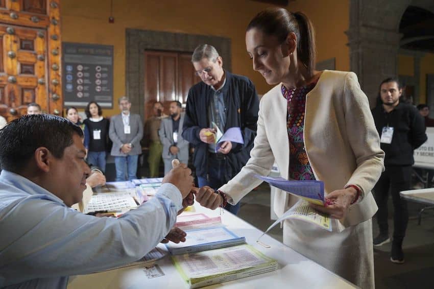 Sheinbaum voting in the first-ever judicial elections