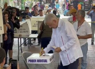 AMLO voting in Mexico's judicial elections