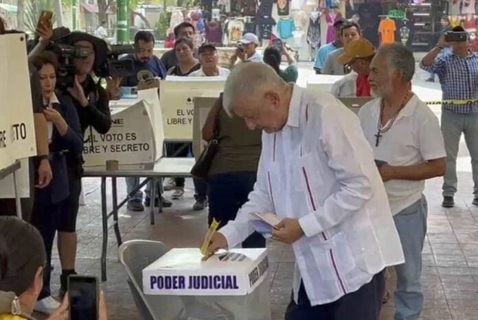 AMLO voting in Mexico's judicial elections