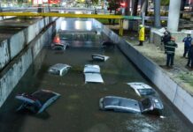 cars stuck in flooding