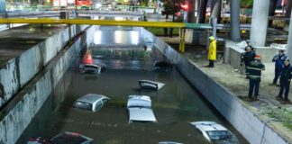 cars stuck in flooding
