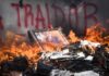 material on fire