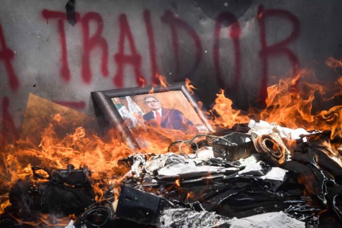 material on fire