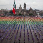 Human pride flag extends across Mexico City's Zócalo