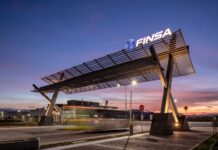 Finsa sign at sunset